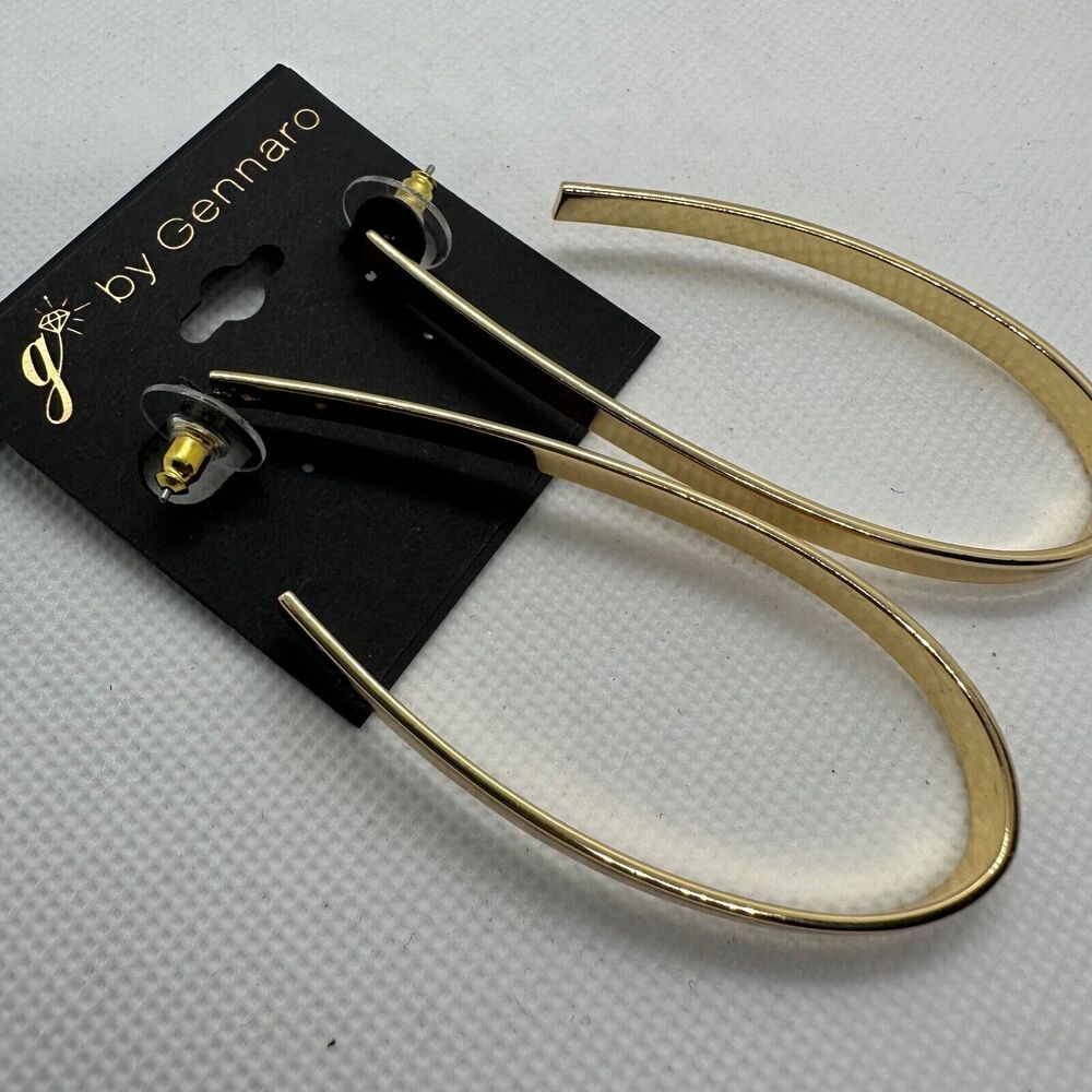G By Gennaro Gold Tone Teardrop Open Hoop Fashion Earrings New